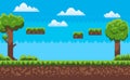 Adventure Map, Pixel Game, Green Nature Vector