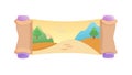 Adventure map on a scroll showing hills and a path icon vector design Generative AI Royalty Free Stock Photo
