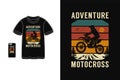 Adventure motocross t shirt design silhouette retro vintage style Royalty Free Stock Photo