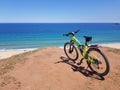 Adventure with mountain bike in the beach of Ain Taya beach in Algiers, Algeria Royalty Free Stock Photo