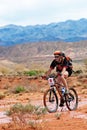 Adventure mountain bike marathon in desert Royalty Free Stock Photo