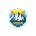 Adventure mountain - concept badge design. Climbing creative logo. Expedition outdoors emblem. Vector illustration.