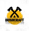 Adventure Mountain Hike Bushcraft Creative Motivation Sign Set Concept. Survival Equipment Vector Outdoor Design