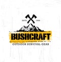 Adventure Mountain Hike Bushcraft Creative Motivation Sign Set Concept. Survival Equipment Vector Outdoor Design