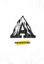 Adventure Mountain Hike Motivation Concept. Vector Outdoor Design on Rough Distressed Background. Letter A Creative Icon