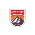 Adventure mountain hiking - concept badge design. Climbing climbing creative logo. Expedition outdoors emblem. Vector illustration Royalty Free Stock Photo