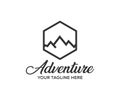Adventure, mountain, tourism logo design. Outdoor adventure vacations vector design and illustration. Royalty Free Stock Photo