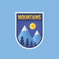 Adventure mountains - concept badge vector illustration. Expedition explorer creative logo in flat style. Discovery outdoor sign.
