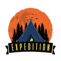 Adventure Night Expedition Campfire Camping Camp Logo Design Vector Royalty Free Stock Photo