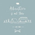 Adventure is out there hand lettering with travel concept