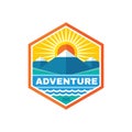 Adventure outdoor travel - concept business badge logo template vector illustration. Mountains nature creative sign emblem Royalty Free Stock Photo