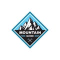 Adventure outdoors - concept badge. Mountain climbing logo in flat style. Extreme exploration sticker symbol.  Camping & hiking Royalty Free Stock Photo