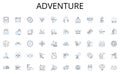 Adventure line icons collection. Happy, Smiling, Laughter, Cheerful, Optimistic, Energetic, Radiant vector and linear