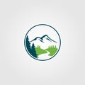 Adventure pine tree creek nature river logo vector design Royalty Free Stock Photo