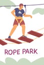 Adventure rope park concept in flat vector illustration isolated