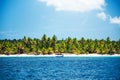 Adventure speedboat in the blue carribean sea near Saona island, Dominican Republic Royalty Free Stock Photo