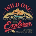 Outdoor expedition typography. Adventure t-shirt print vector