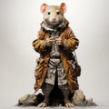 Adventure-themed Hyperrealist Rat In Leather Coat Artwork
