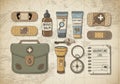 Adventure-themed illustration featuring a collection of essential Royalty Free Stock Photo