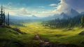 Adventure Themed Landscape Painting With Whistlerian Style