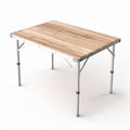 White Portable Camping Table With Wooden Top