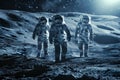 Adventure of three spacemen or astronauts on Mars AI Generative