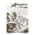 Adventure Time Mountain Advertising Banner Vector