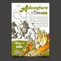 Adventure Time Mountain Advertising Banner Vector