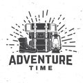 Adventure time. Vector illustration. Concept for shirt, logo, print, stamp or tee. Vintage typography design with hiking Royalty Free Stock Photo