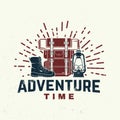 Adventure time. Vector illustration. Concept for shirt, logo, print, stamp or tee. Vintage typography design with hiking Royalty Free Stock Photo