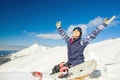 Adventure to winter sport. Snowboarder girl Royalty Free Stock Photo