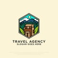 Adventure Tour and travel Agency logo flat design cartoon vector illustration