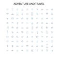 adventure and travel color icons, signs, outline symbols, concept linear illustration line collection Royalty Free Stock Photo