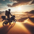 adventure travel ride a motorbike through a great sandy desert