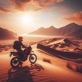 adventure travel ride a motorbike through a great sandy desert