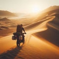 adventure travel ride a motorbike through a great sandy desert