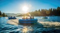 adventure tubing on lake Royalty Free Stock Photo