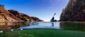 Adventure Woman Kayaking on West Coast of Pacific Ocean.