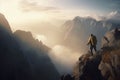 Adventurer climbing. Generate Ai Royalty Free Stock Photo