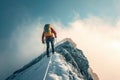 Adventurer climbing. Generate Ai Royalty Free Stock Photo