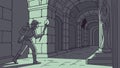 Adventurer in Mysterious Dungeon, Hidden Path Exploration Vector, vector design Generative AI Royalty Free Stock Photo