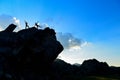 Adventurers at the top of the rock Royalty Free Stock Photo