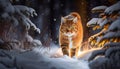 Adventures of a Brave and Majestic Kitten in the Enchanting Snowy Forest
