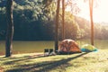 Adventures Camping tourism and tent under the view Royalty Free Stock Photo