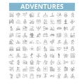 Adventures icons, line symbols, web signs, vector set, isolated illustration