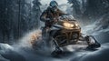 Adventures in the Winter Wonderland: Snowmobile Speeding Across the Frozen Terrain