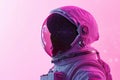 Adventurous Astronaut in pink space uniform. Generate ai