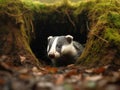 Adventurous Badger in den