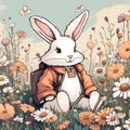 Adventurous Bunny Amidst Blooms