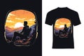 Adventurous Camper Van T-Shirt Design: Camping by the Van Royalty Free Stock Photo